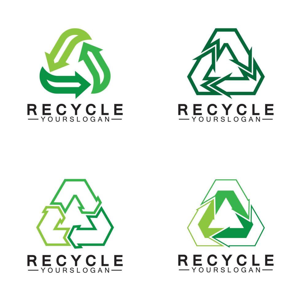 seta verde reciclar modelo de ícone de vetor de logotipo