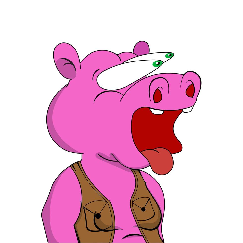 ilustração vetorial de hipopótamo assustado isolado no fundo branco vetor
