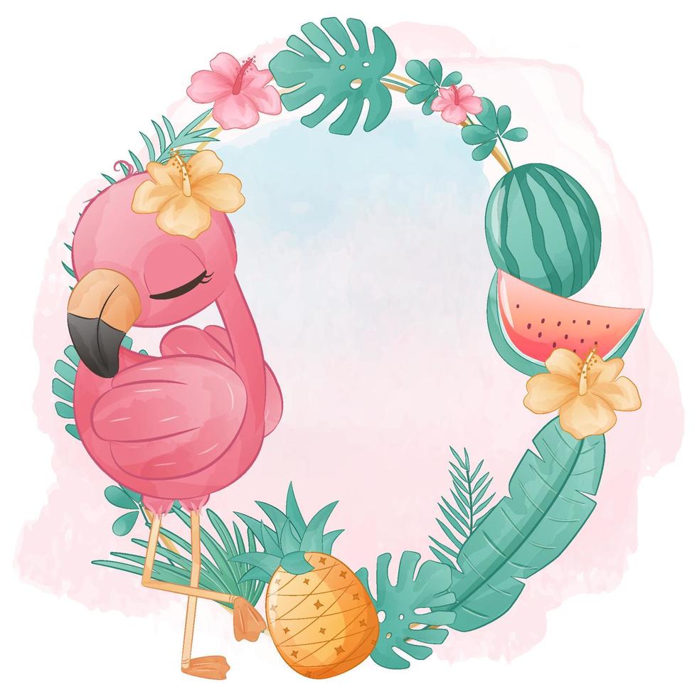 adorável pequena ilustração de flamingo vetor