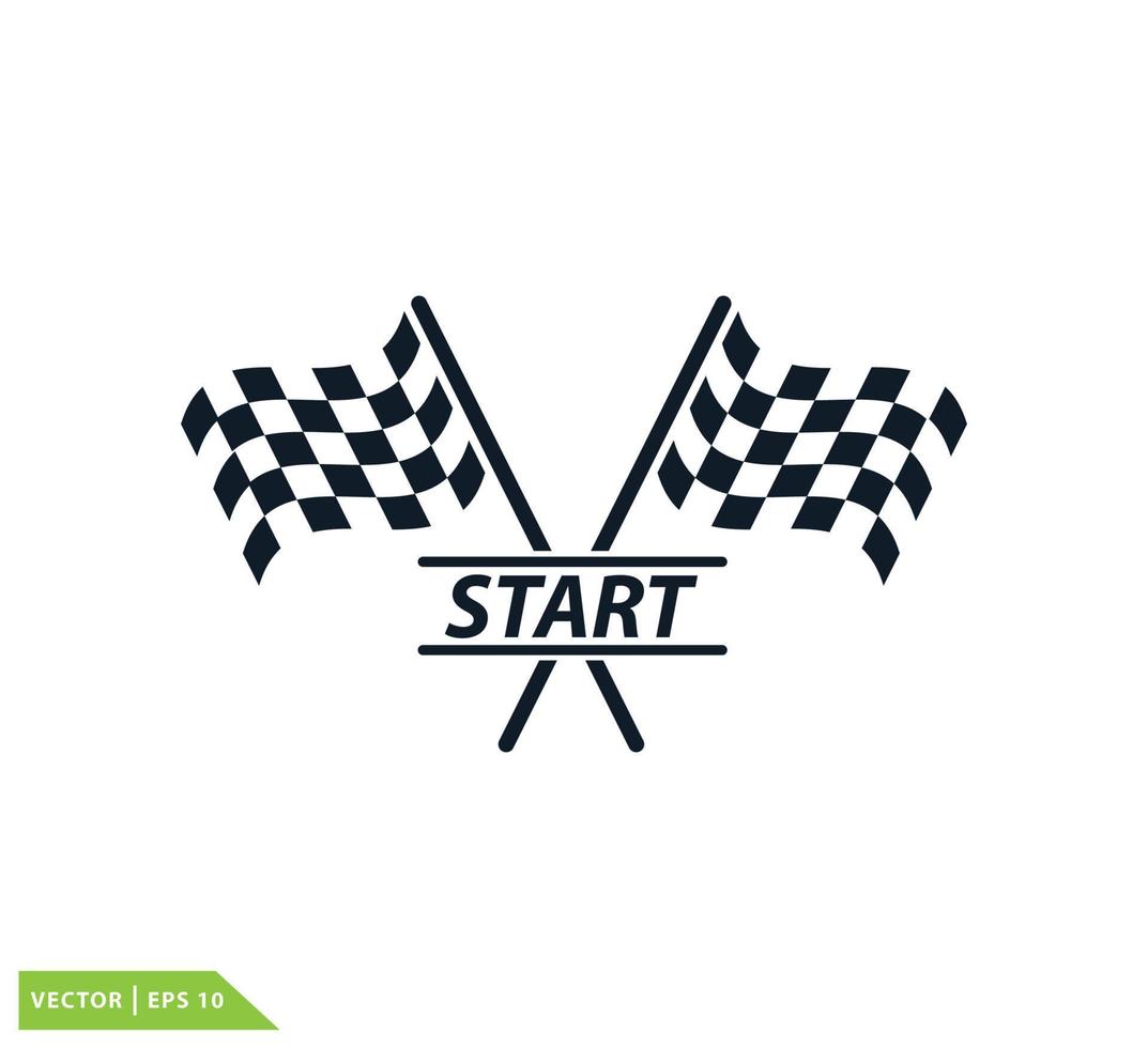 ilustração de design de logotipo de vetor de ícone de corrida de bandeira