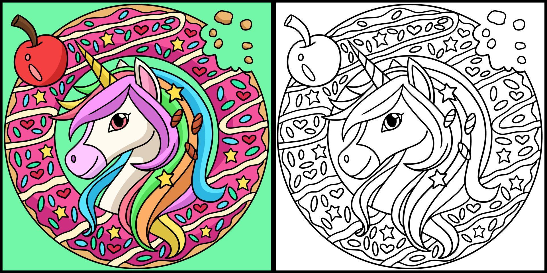 Desenho de mandala de unicórnio para colorir