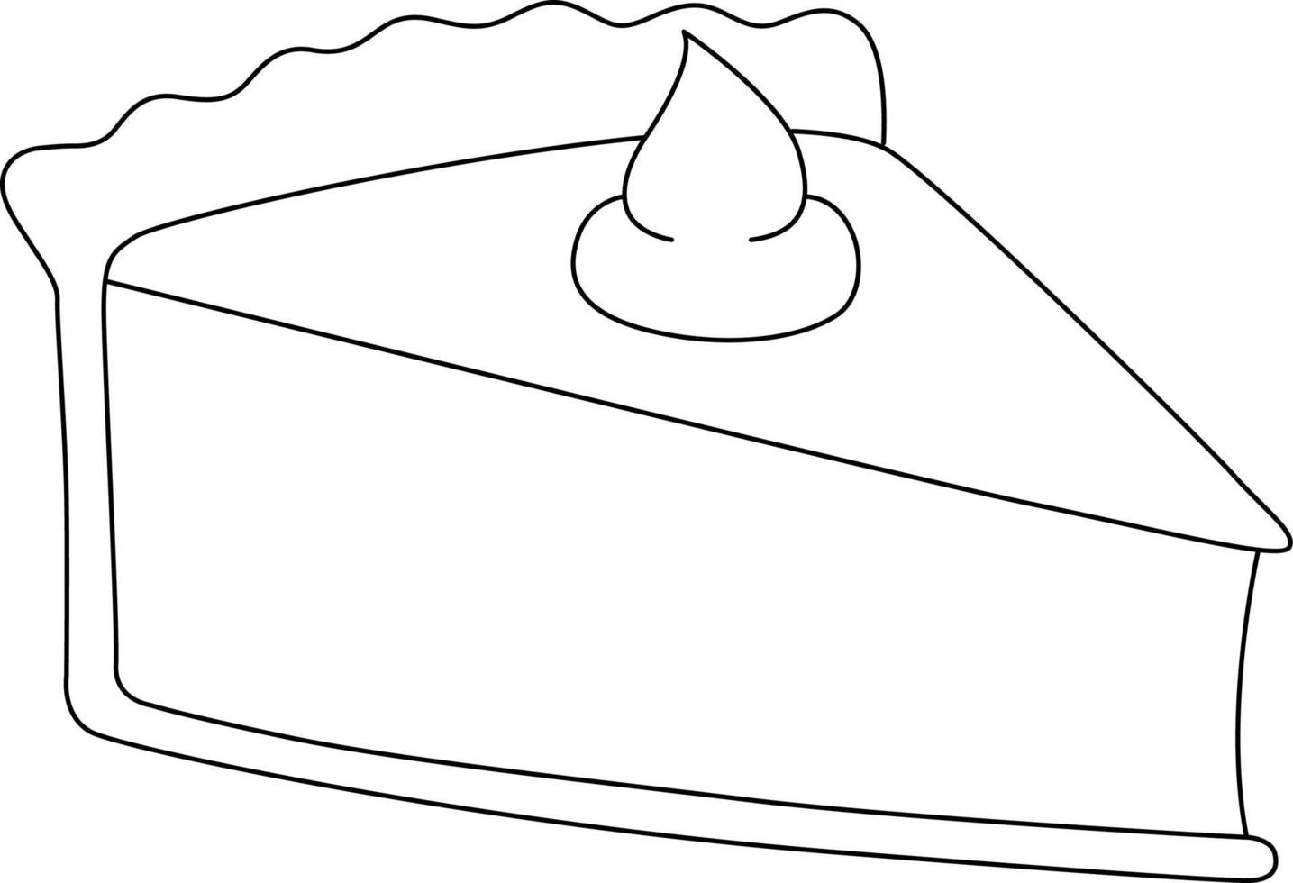 desenho de fatia de torta de ação de graças isolada para colorir vetor