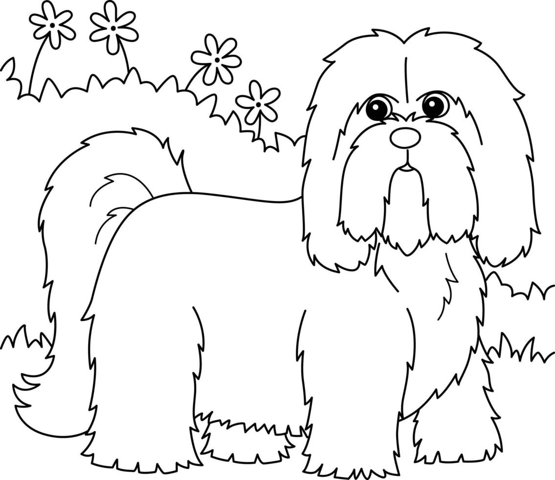 lhasa apso cão para colorir para crianças vetor