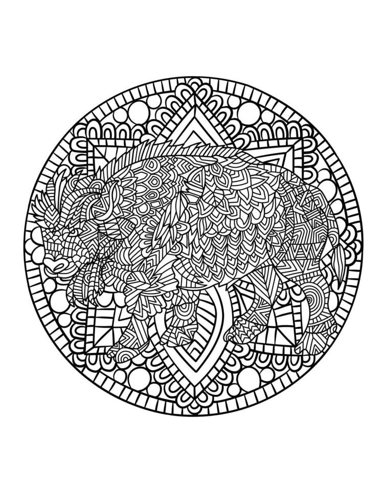 desenhos para colorir de mandala de bisonte para adultos vetor