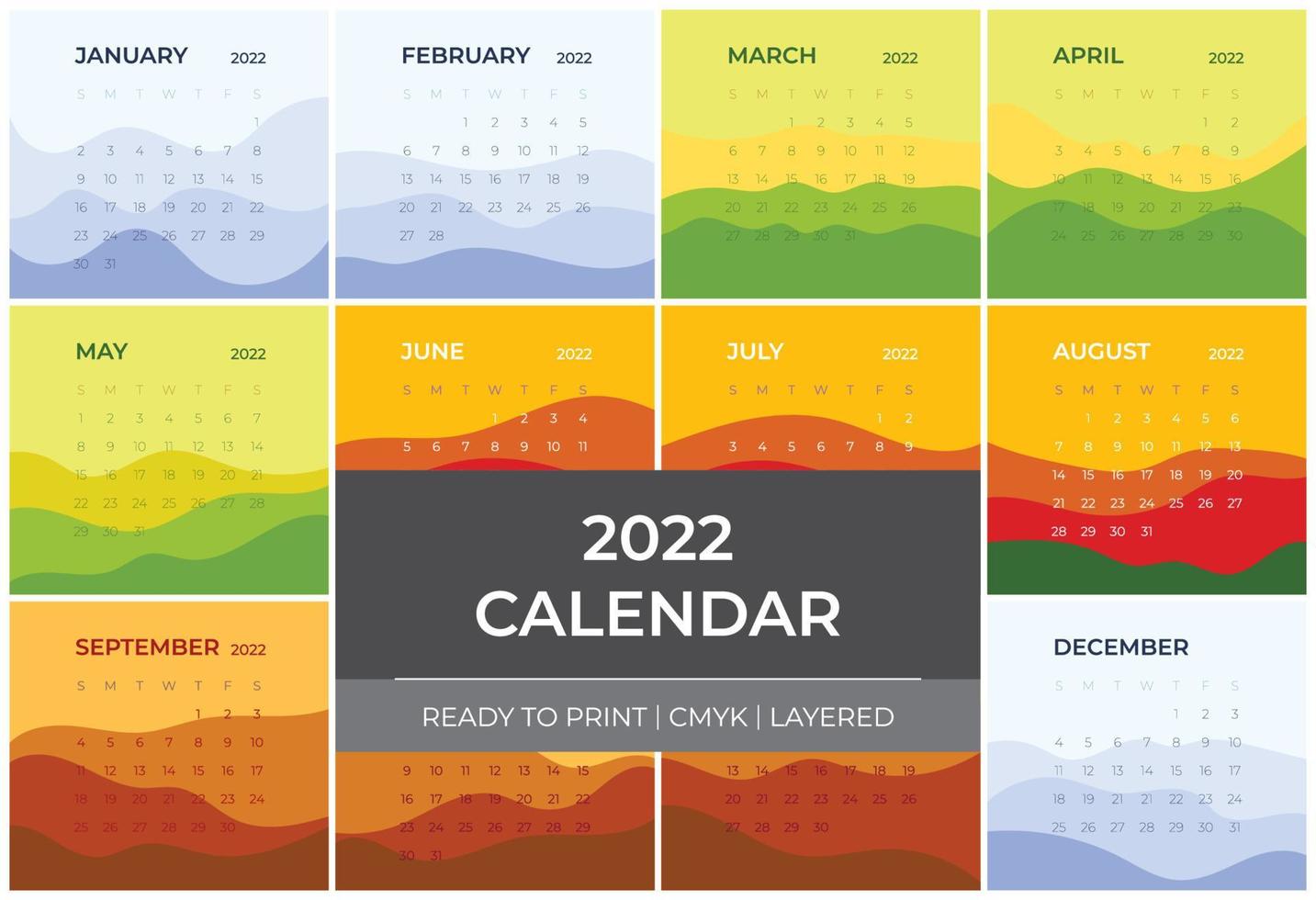 estilo moderno de calendário 2022 vetor