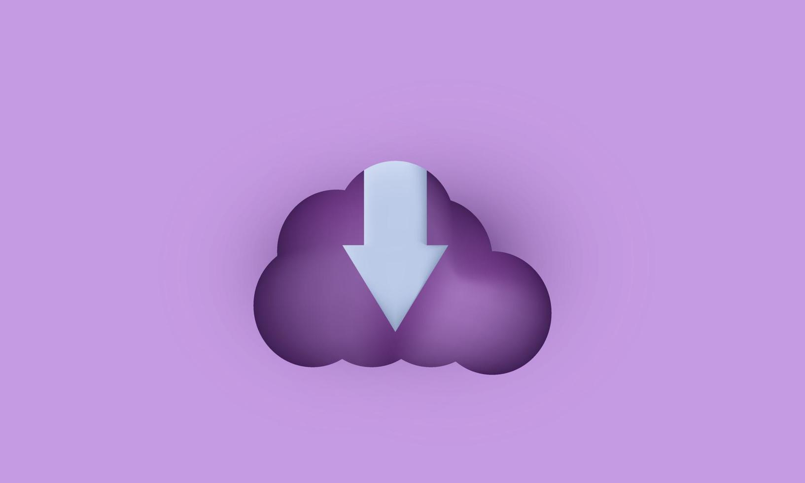 arquivo de web on-line de download de nuvem de renderização 3d isolado em vetor