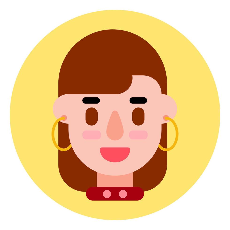 desenho de avatar de design plano de menina usando brinco para foto de perfil vetor