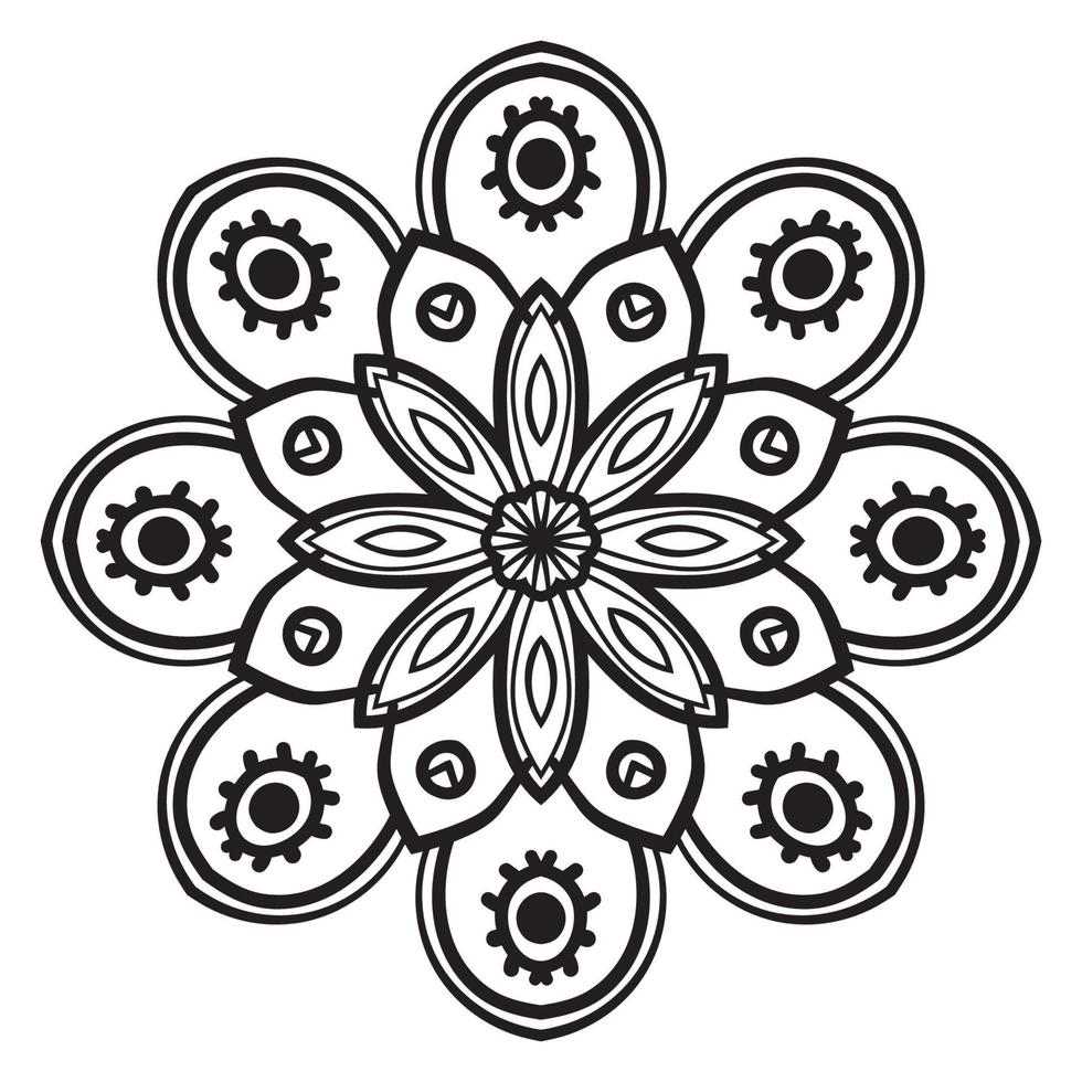 mandala fofa. flor redonda ornamental doodle isolada no fundo branco. ornamento decorativo geométrico em estilo oriental étnico. vetor