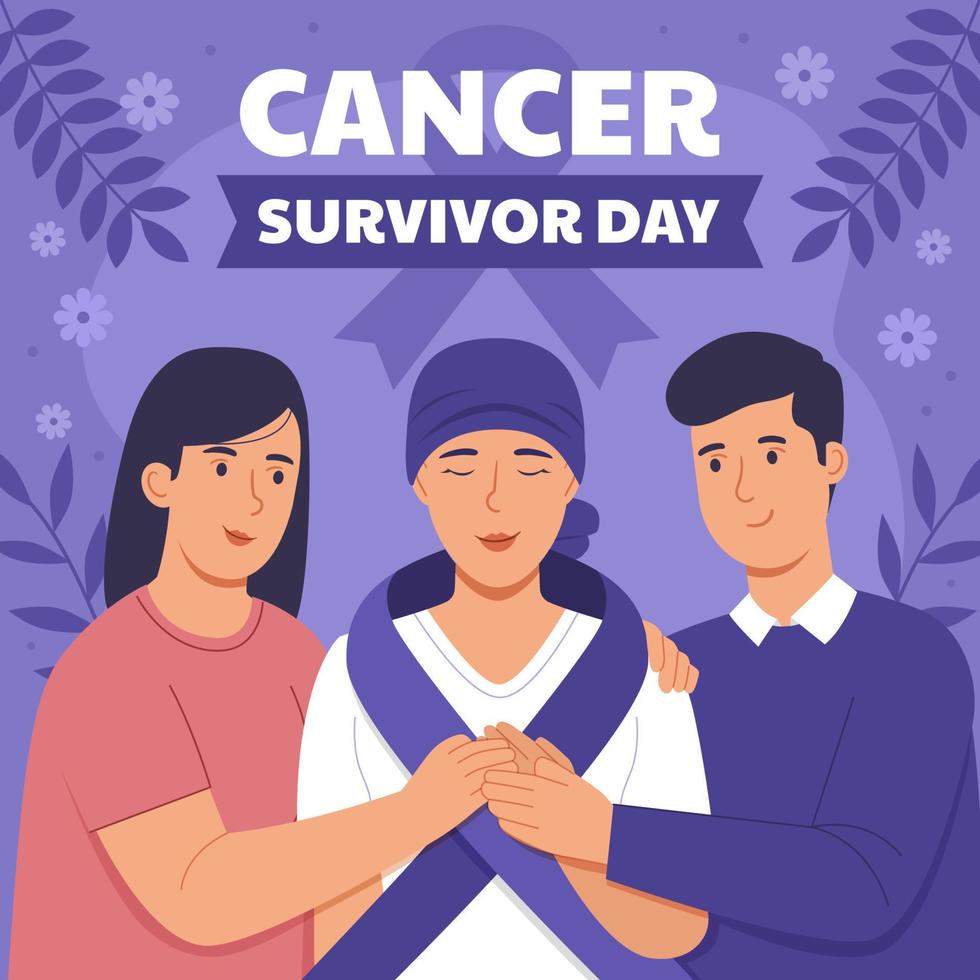 apoio familiar para o dia do sobrevivente do câncer vetor