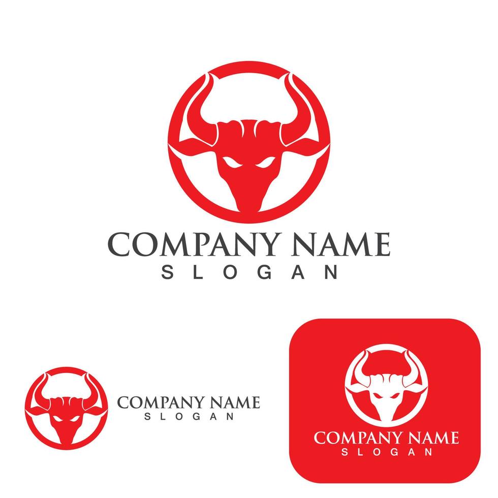 cabeça de touro chifre logotipo vermelho animal vetor