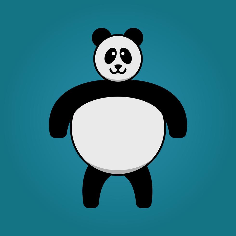 mascote de panda redondo bonito do vetor de ilustração
