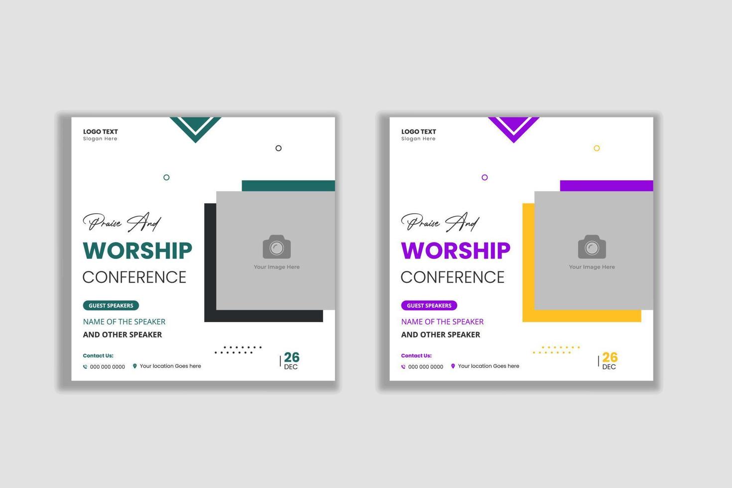 folheto de conferência de louvor e adoração da igreja mídia social e modelo de banner da web vetor