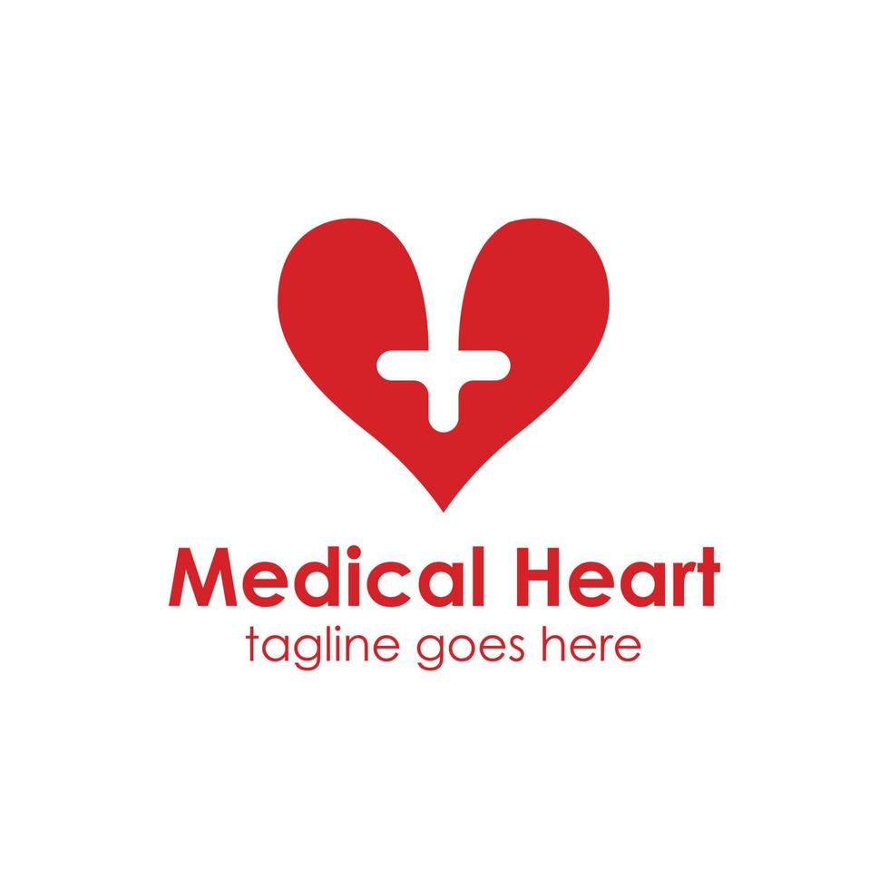 modelo de design de logotipo de coração médico, com ícone de amor simples e único. perfeito para negócios, empresa, hospital, saudável, etc. vetor