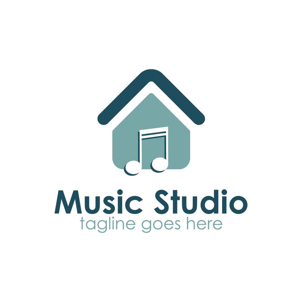 modelo de design de logotipo de estúdio de música com ícone de casa, simples e único. perfeito para negócios, empresa, loja, mercado, celular, aplicativo, etc. vetor