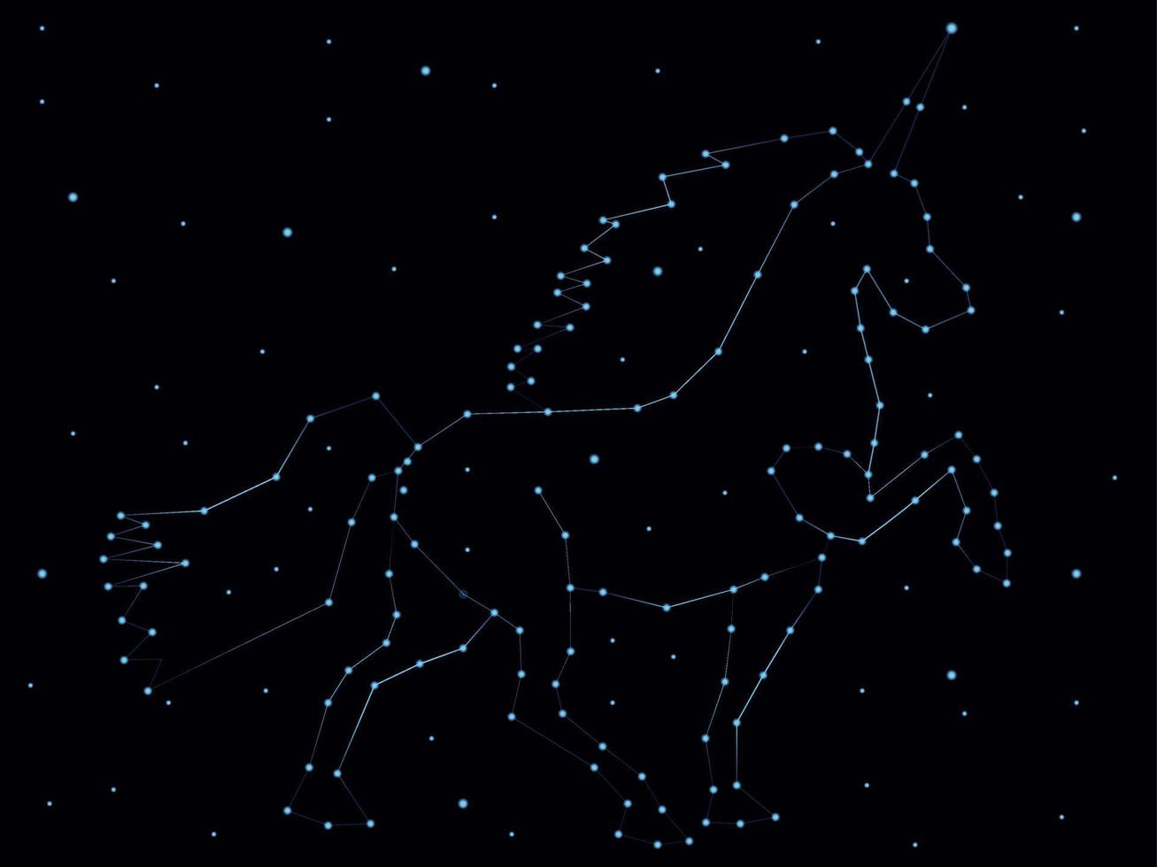 ilustração vetorial de espaço estrelado de constelação de unicórnio vetor