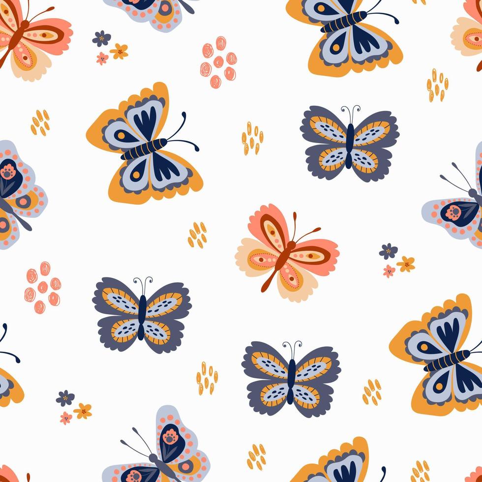 padrão sem emenda com borboletas fofas. design para tecido, têxtil, papel de parede, embalagem. vetor