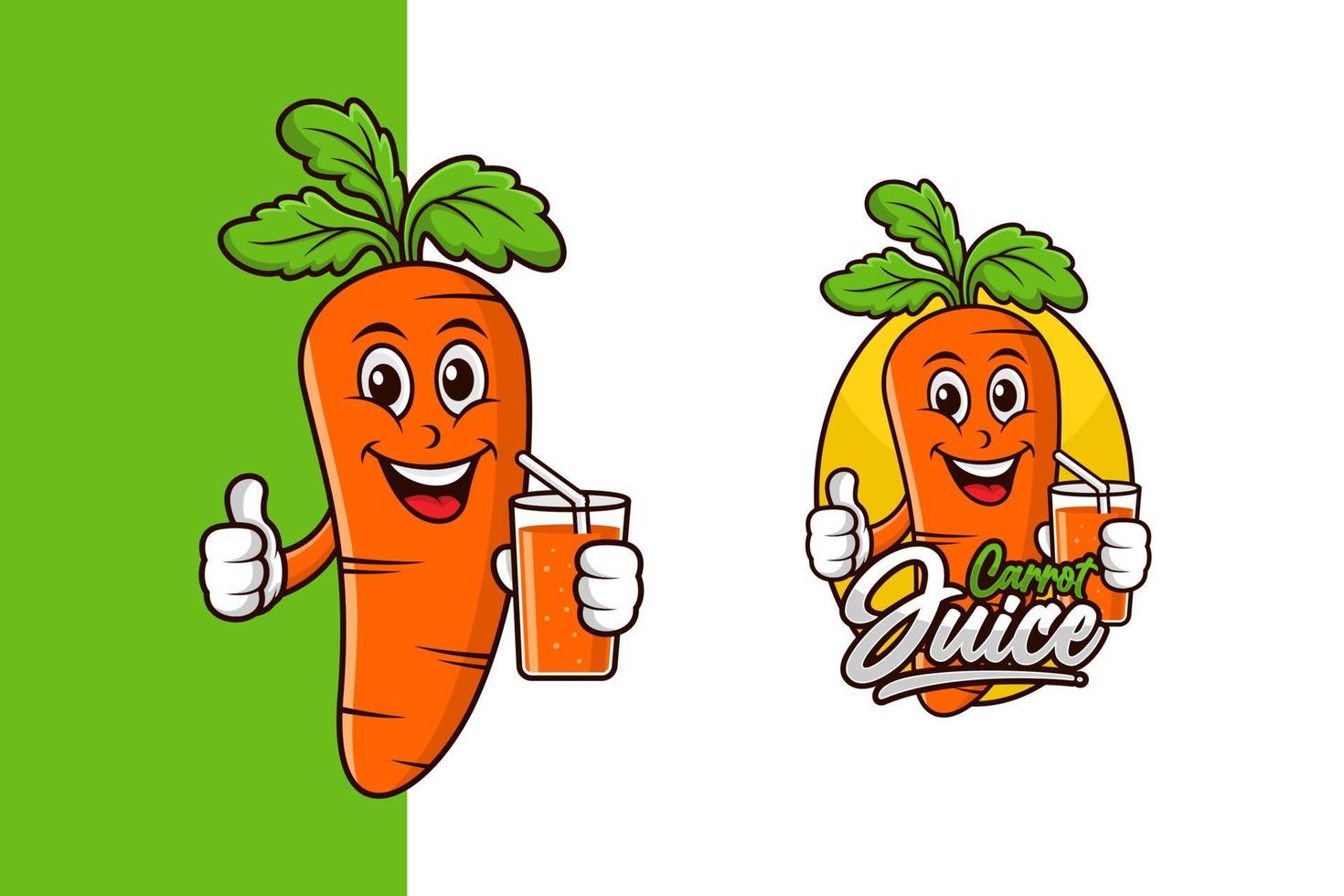 ilustração de design de desenho animado de mascote de suco de cenoura vetor