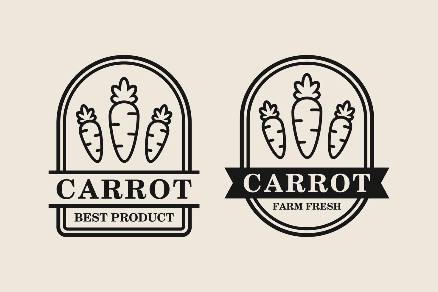 coleção de design de logotipo de distintivo fresco de fazenda de cenoura vetor