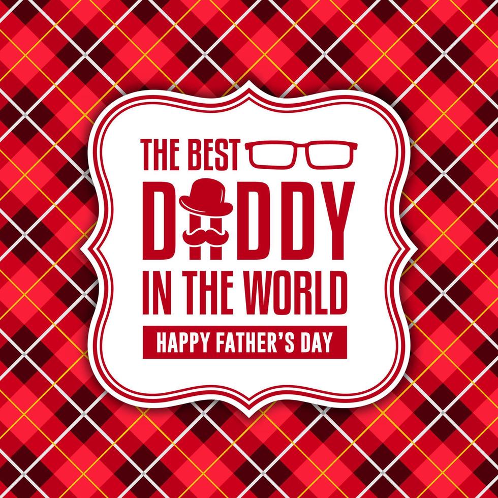 banner de cartão de dia dos pais feliz melhor pai do mundo fundo de design de vetor de cor vermelha