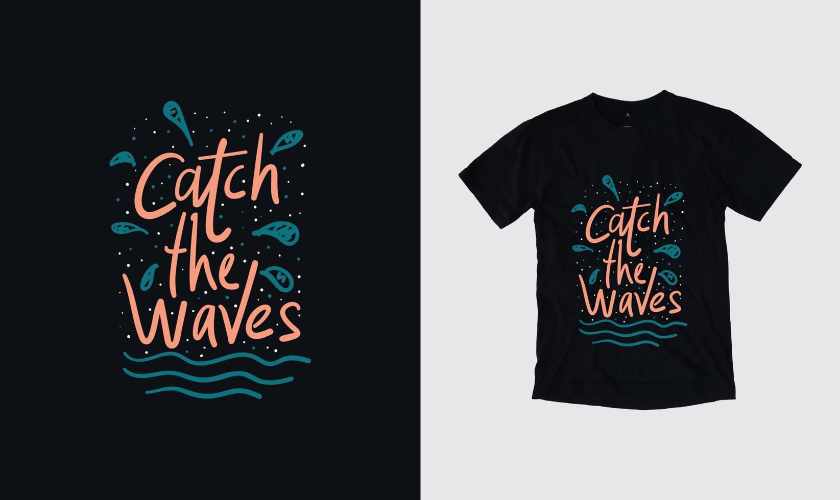 ilustração vetorial de verão para t-shirt e outras produções de impressão de design. verão, pôr do sol, surf, ondas do mar. vetor