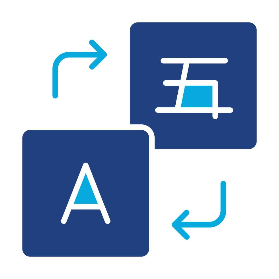 ícone de duas cores de glifo de tradução vetor