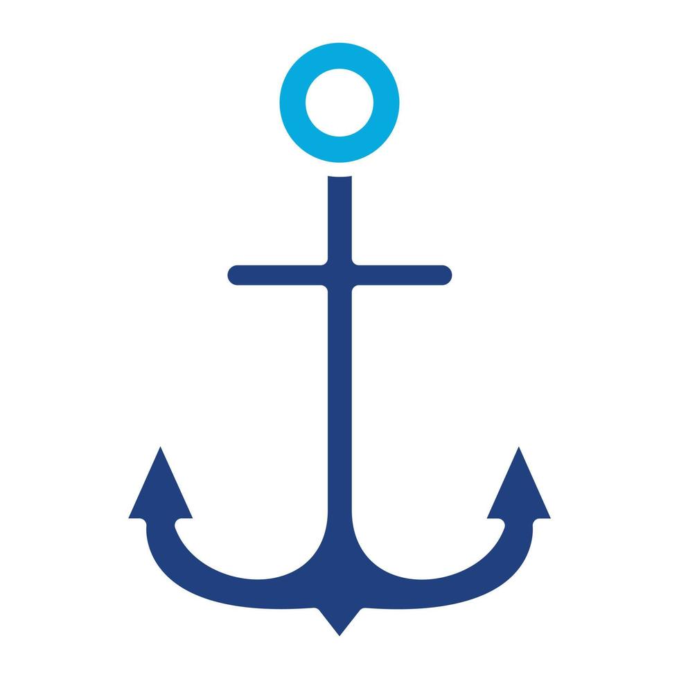 ícone de duas cores de glifo de âncora de navio vetor