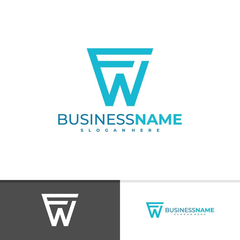 modelo de vetor de logotipo de carta fw, conceitos criativos de design de logotipo fw
