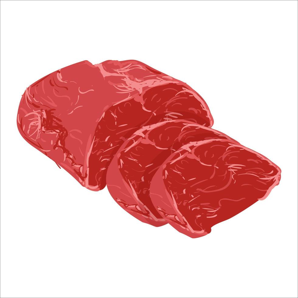 mobilevector ilustração colorida de carne fatiada, isolada no fundo branco vetor