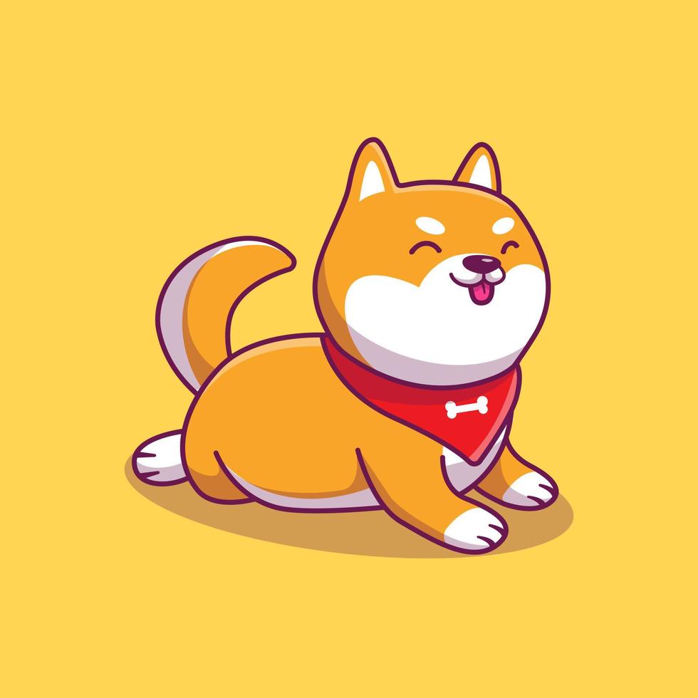 cão bonito shiba inu cartoon vector icon ilustração. natureza animal ícone conceito isolado vetor premium. estilo de desenho animado plano