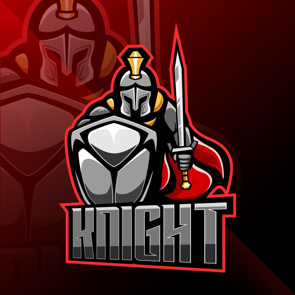design do logotipo do mascote knight esport vetor