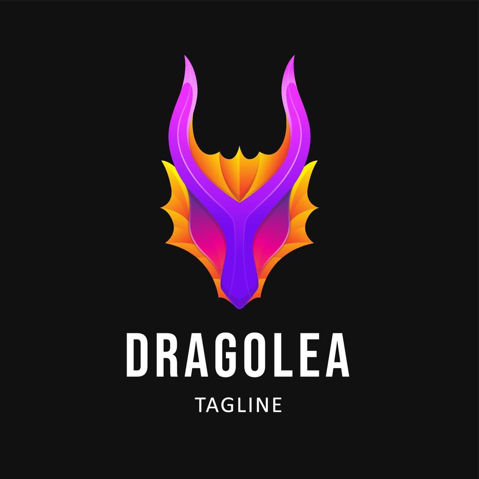 design do logotipo do dragão colorido. modelo de logotipo de estilo gradiente vetor
