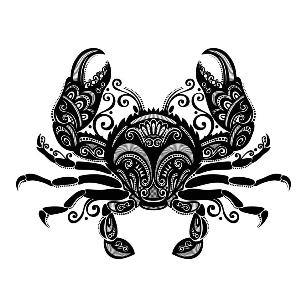 ornamento decorativo de caranguejo mandala desenhado à mão. para colorir, design de impressão, etc. vetor