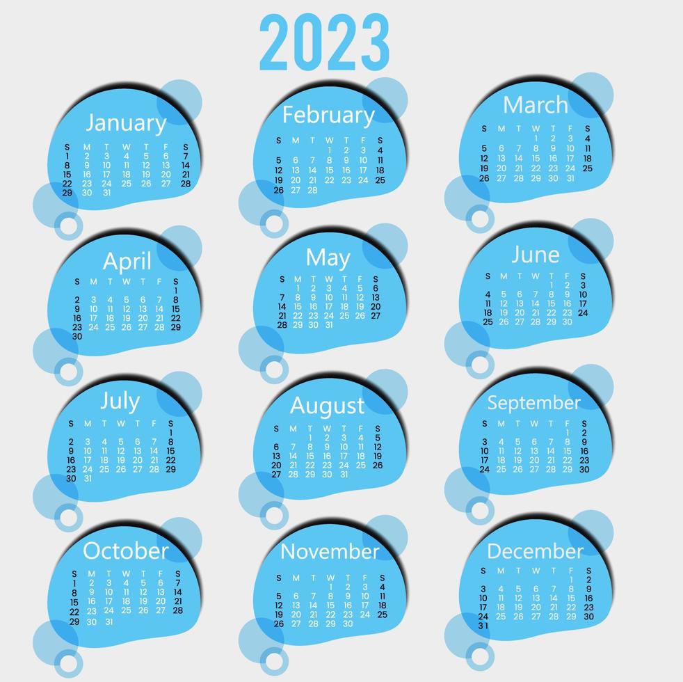 modelo de calendário anual 2023 vetor