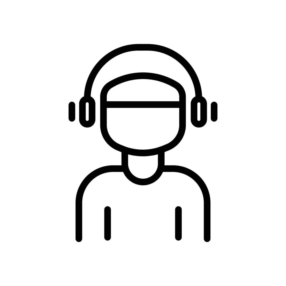 ícone de vetor de pessoas com fones de ouvido. tocar música, ouvir música. estilo de ícone de linha. ilustração de design simples editável