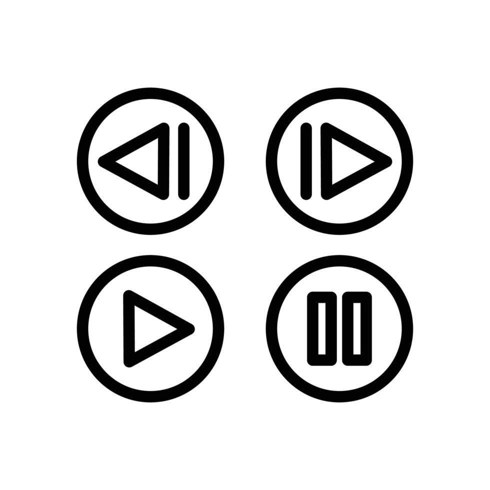 vetor de ícone de botão. música, próximo, voltar, parar, tocar. estilo de ícone de linha. ilustração de design simples editável
