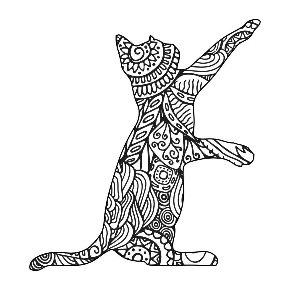 mandala gato para colorir para crianças vetor