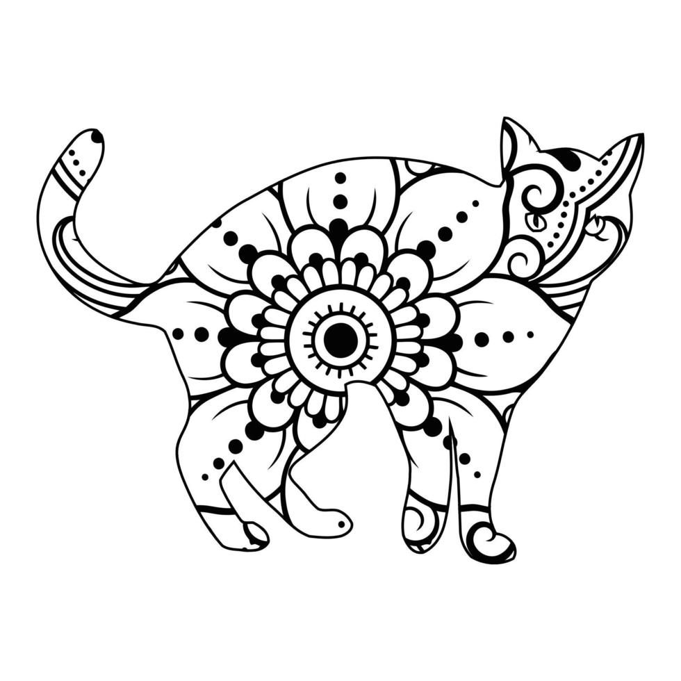 mandala gato para colorir para crianças vetor