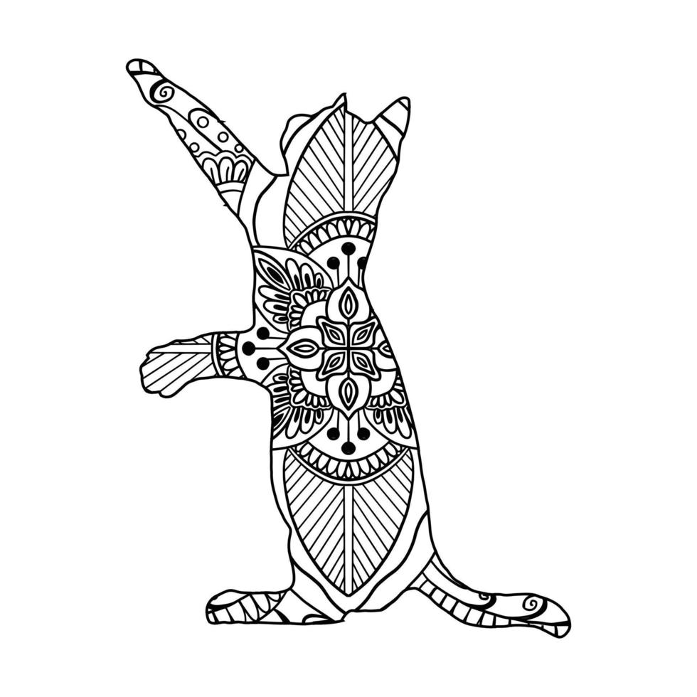 mandala gato para colorir para crianças vetor