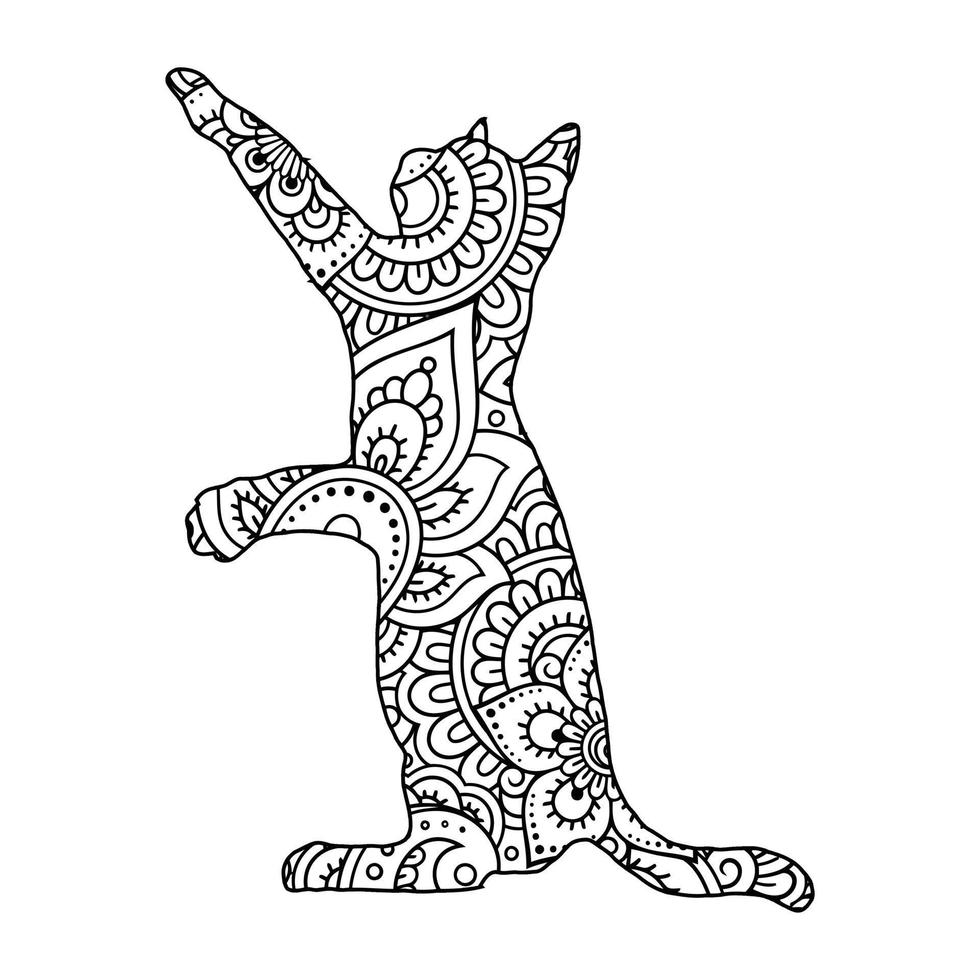 mandala gato para colorir para crianças vetor