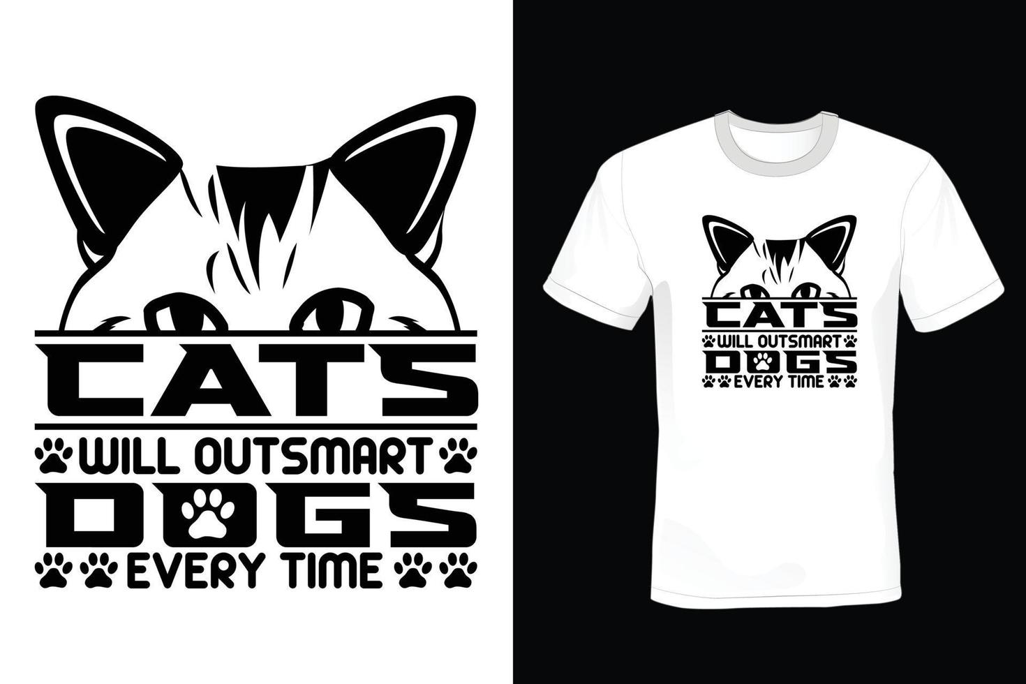 design de camiseta de gato, vintage, tipografia vetor