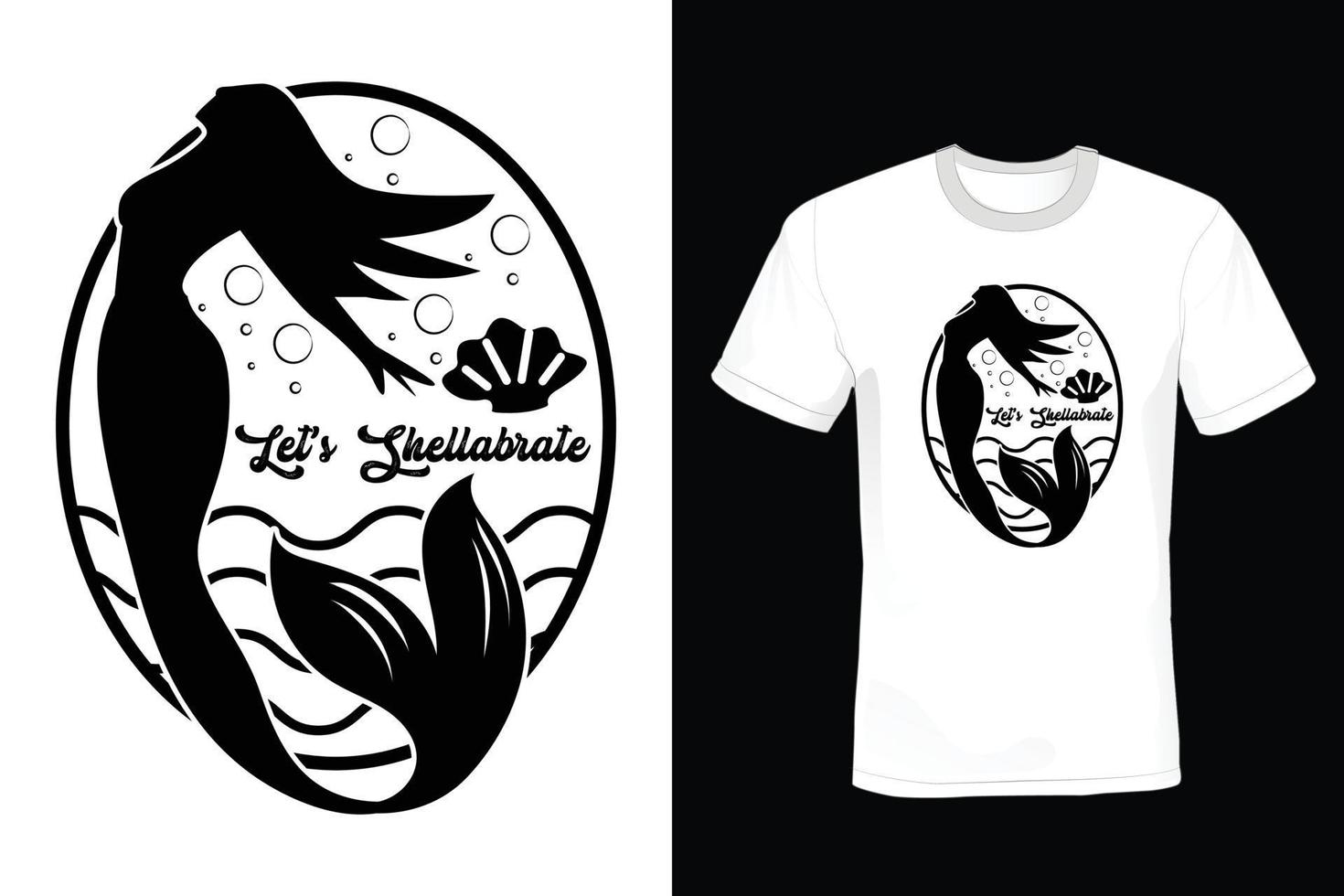 design de camiseta sereia, vintage, tipografia vetor