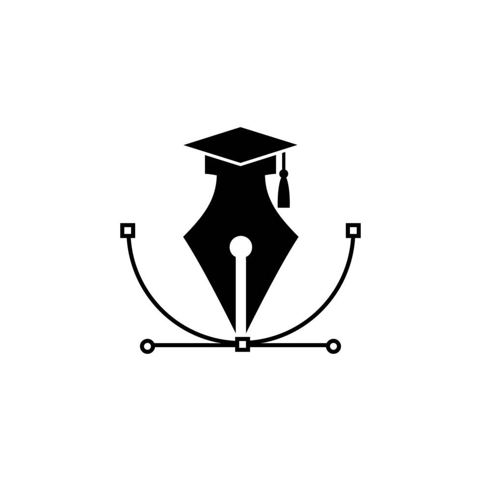 ícone preto de graduação de ferramenta de caneta criativa vetor