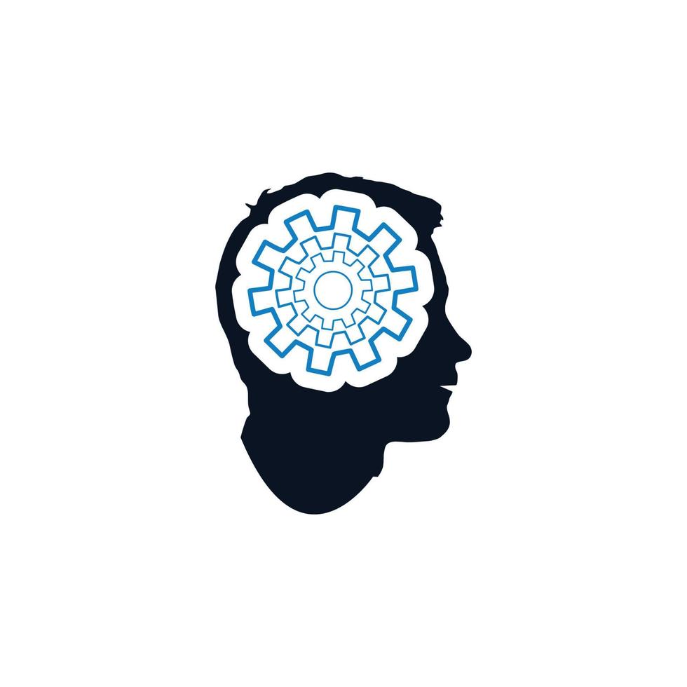 design de ícone de logotipo de cabeça humana de tecnologia criativa vetor