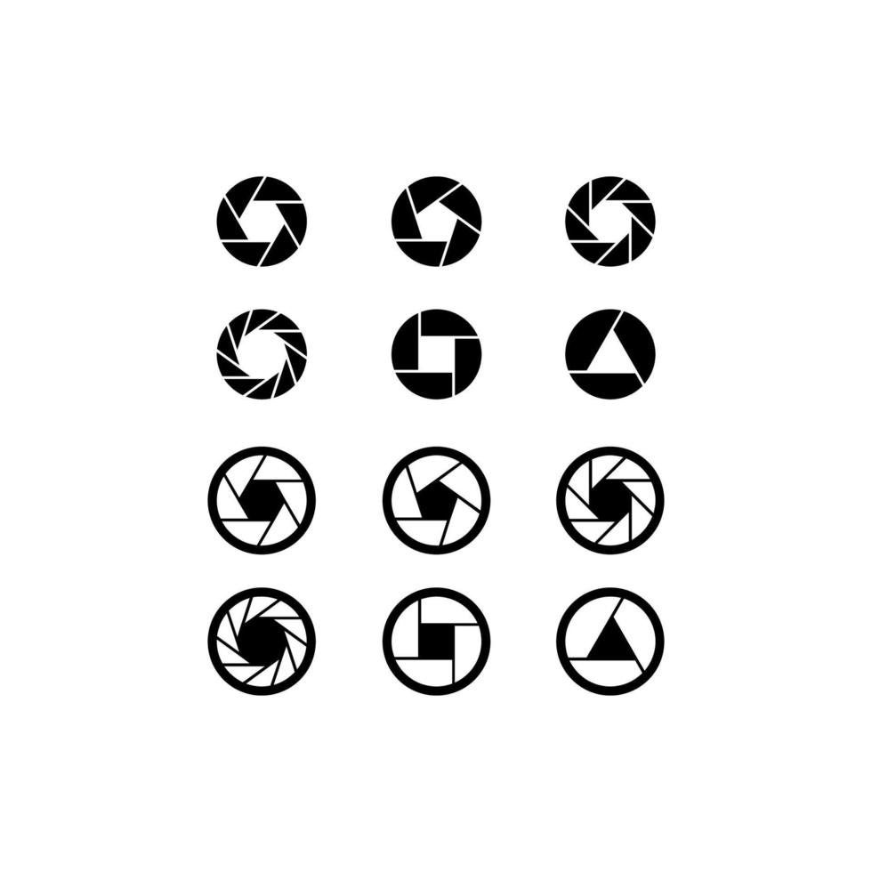 conjunto de ícones de abertura do obturador da câmera vetor