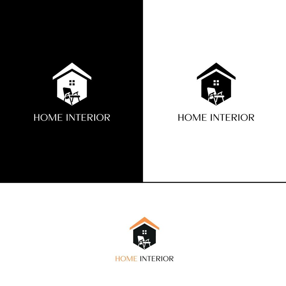 modelo de design de logotipo de interiores para casa minimalista com vetor de ícone de cadeira grátis