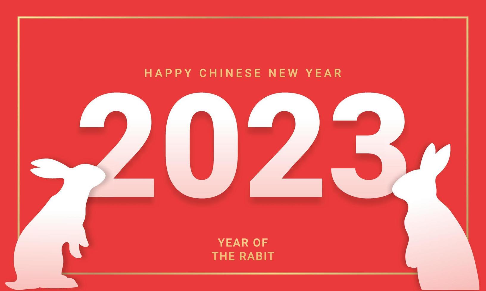 design de estilo de papel de arte do ano novo chinês 2023 para cartão de felicitações, pôster, banner do site vetor