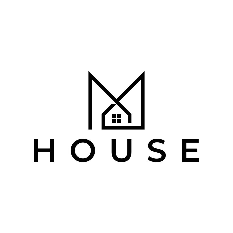 design de logotipo de casa letra m vetor