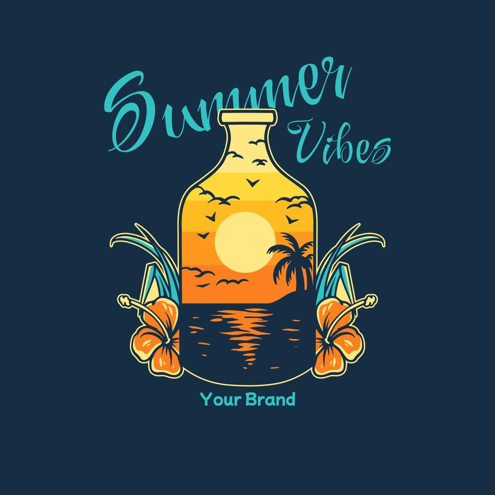 ilustração de vibrações de verão de garrafa vetor