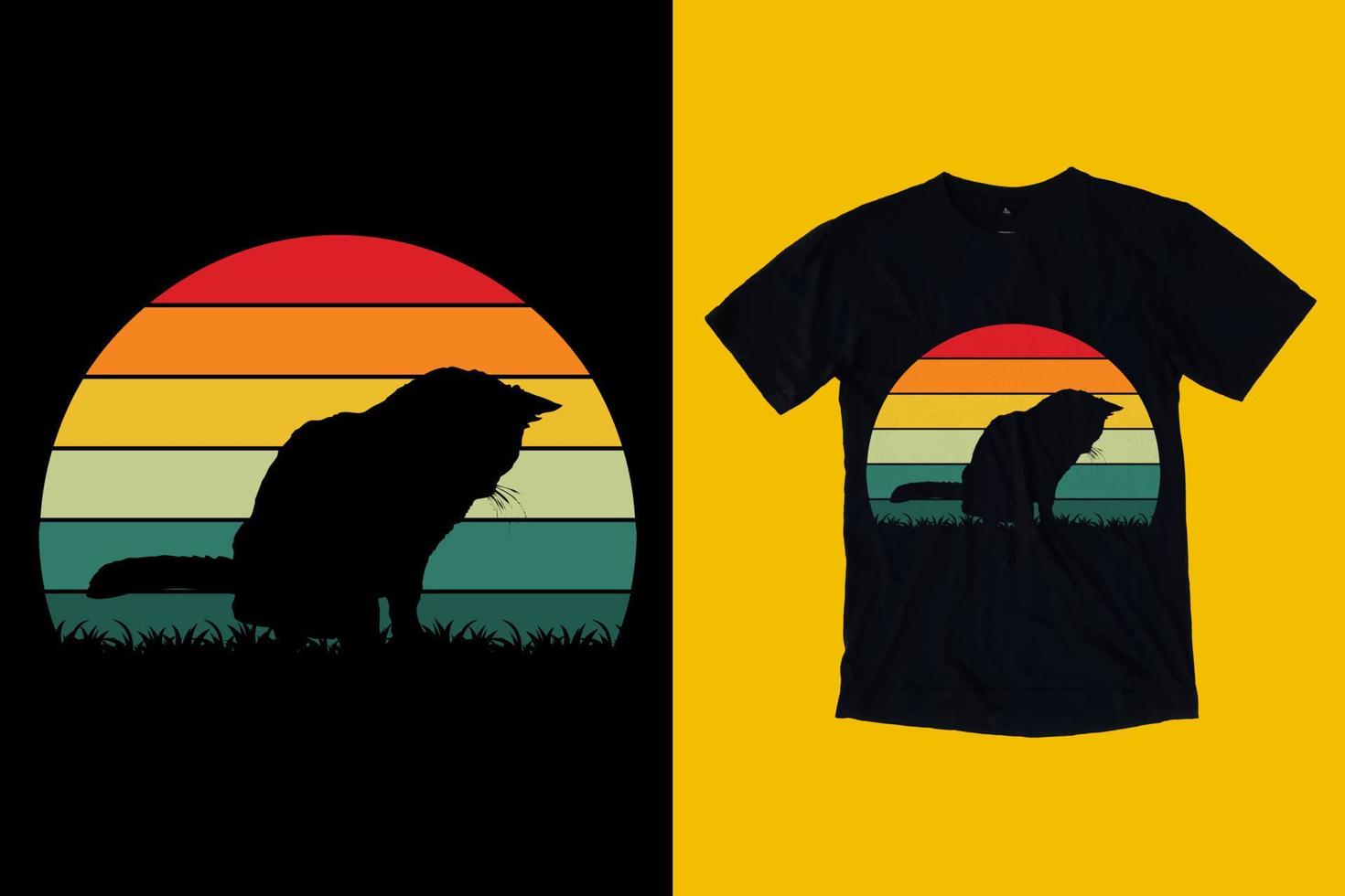 design de camiseta de gato retrô vintage para design de camiseta de gato vetor