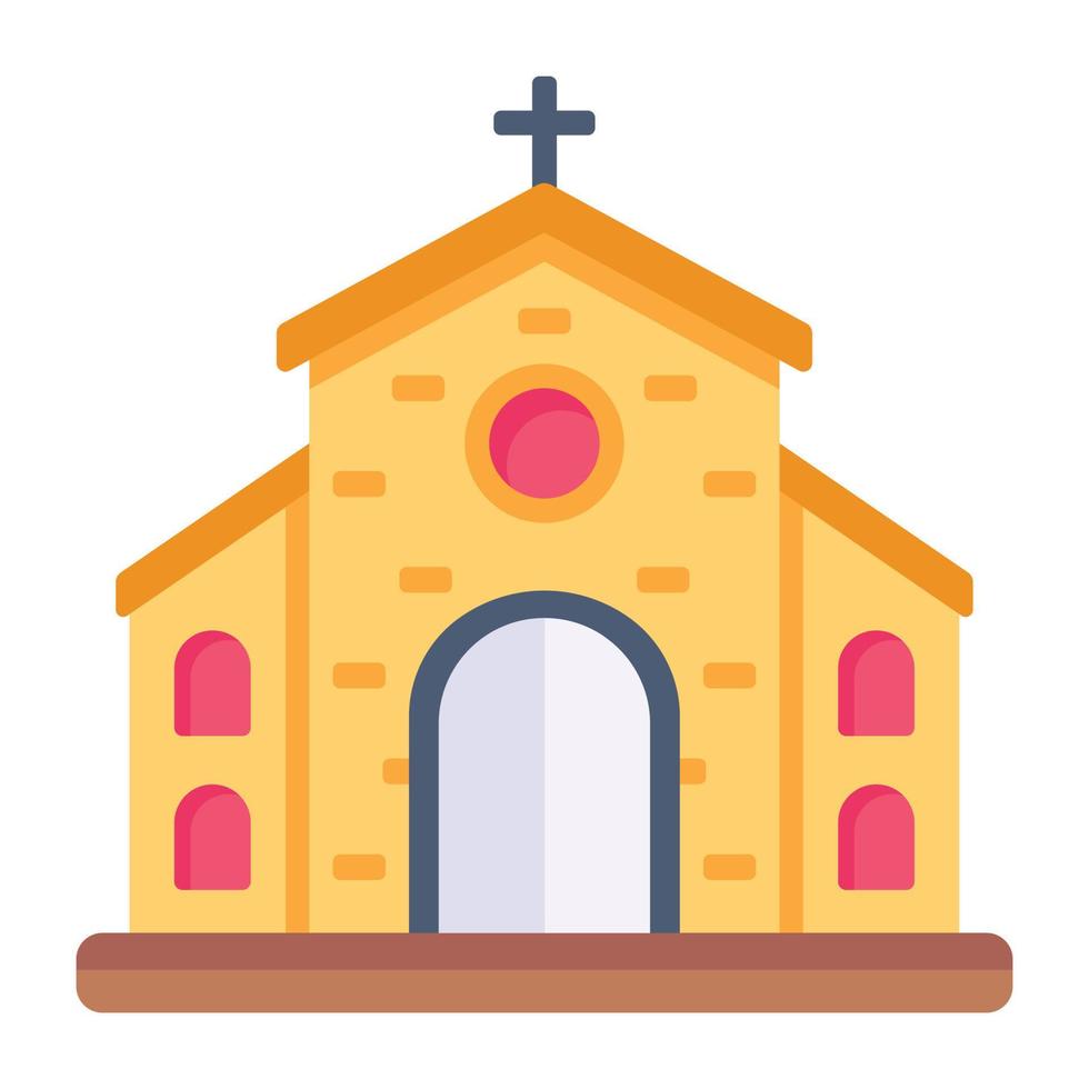 local de culto, ícone plano da igreja vetor
